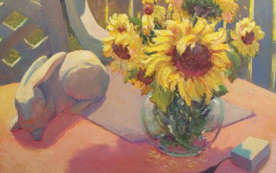 SUNFLOWERS ON THE PATIO -16X20